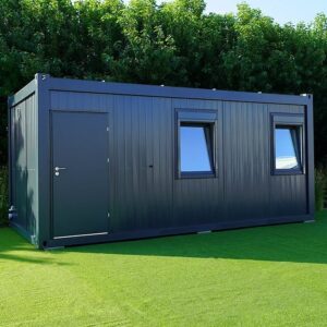 Conteneur Isolé de 6 x 3 mètres avec Toilettes et Cuisine RAL 7016